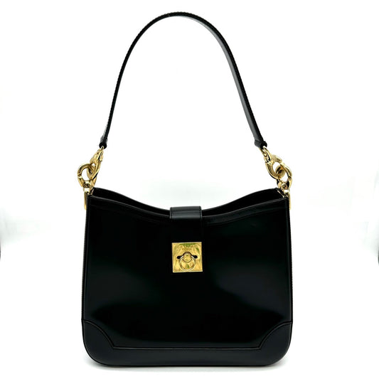 CELINE Vintage Leather Black Shoulder Bag