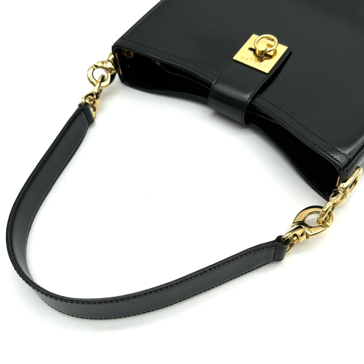 CELINE Vintage Leather Black Shoulder Bag