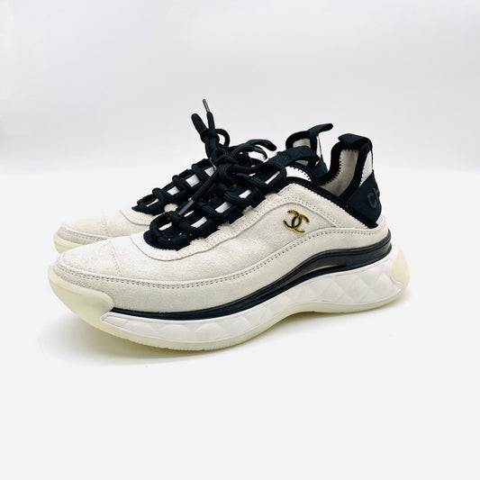 CHANEL Sneakers G45331 White Black Suede
