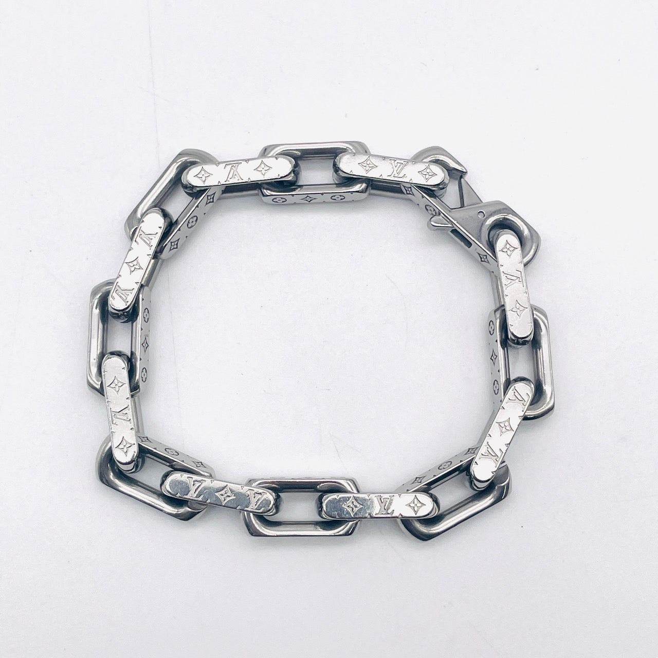 LOUIS VUITTON Chain Bracelet Silver With Box