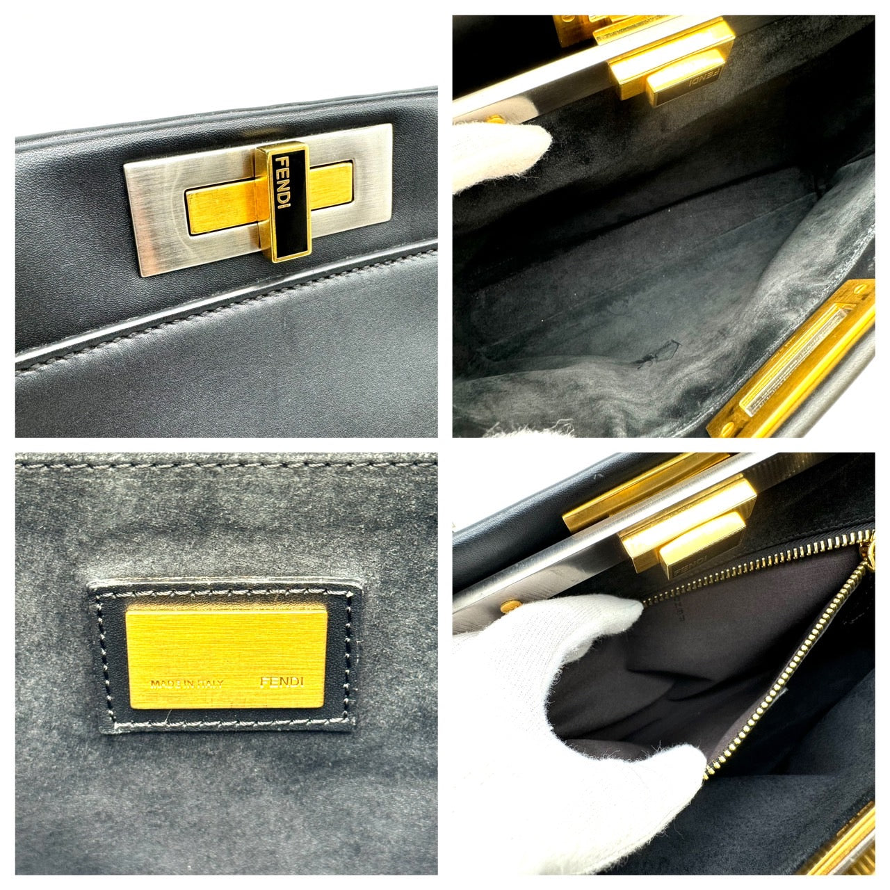 FENDI Peekaboo Black Leather Handbag