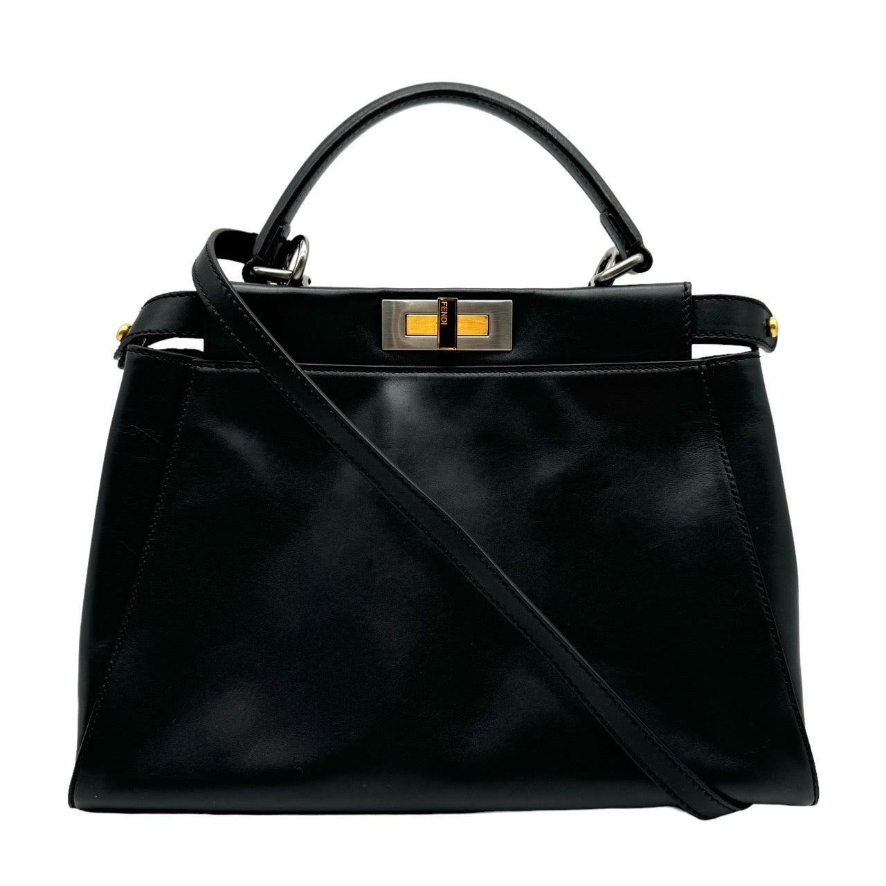 FENDI Peekaboo Black Leather Handbag