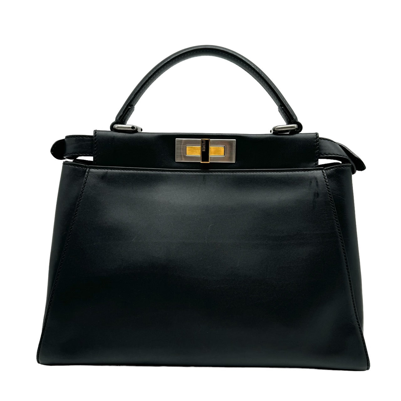 FENDI Peekaboo Black Leather Handbag