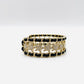 CHANEL Rhinestone Bangle Cuff Bracelet Black
