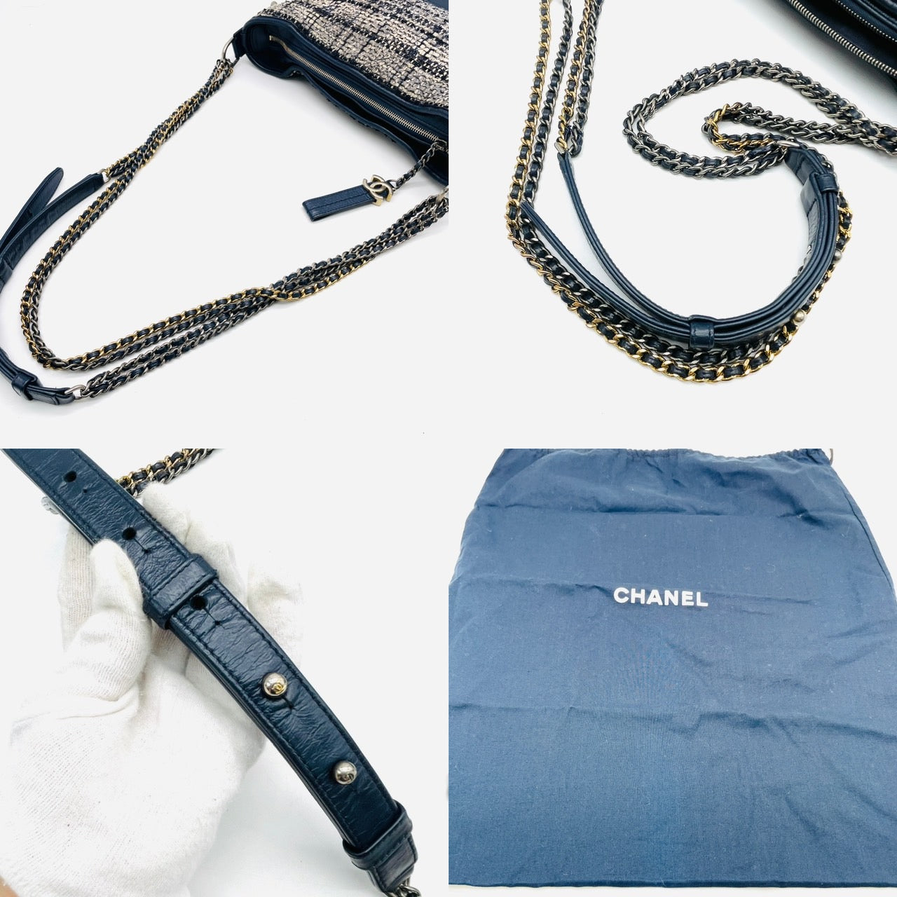 CHANEL Gabrielle Tweed Chain Shoulder Bag