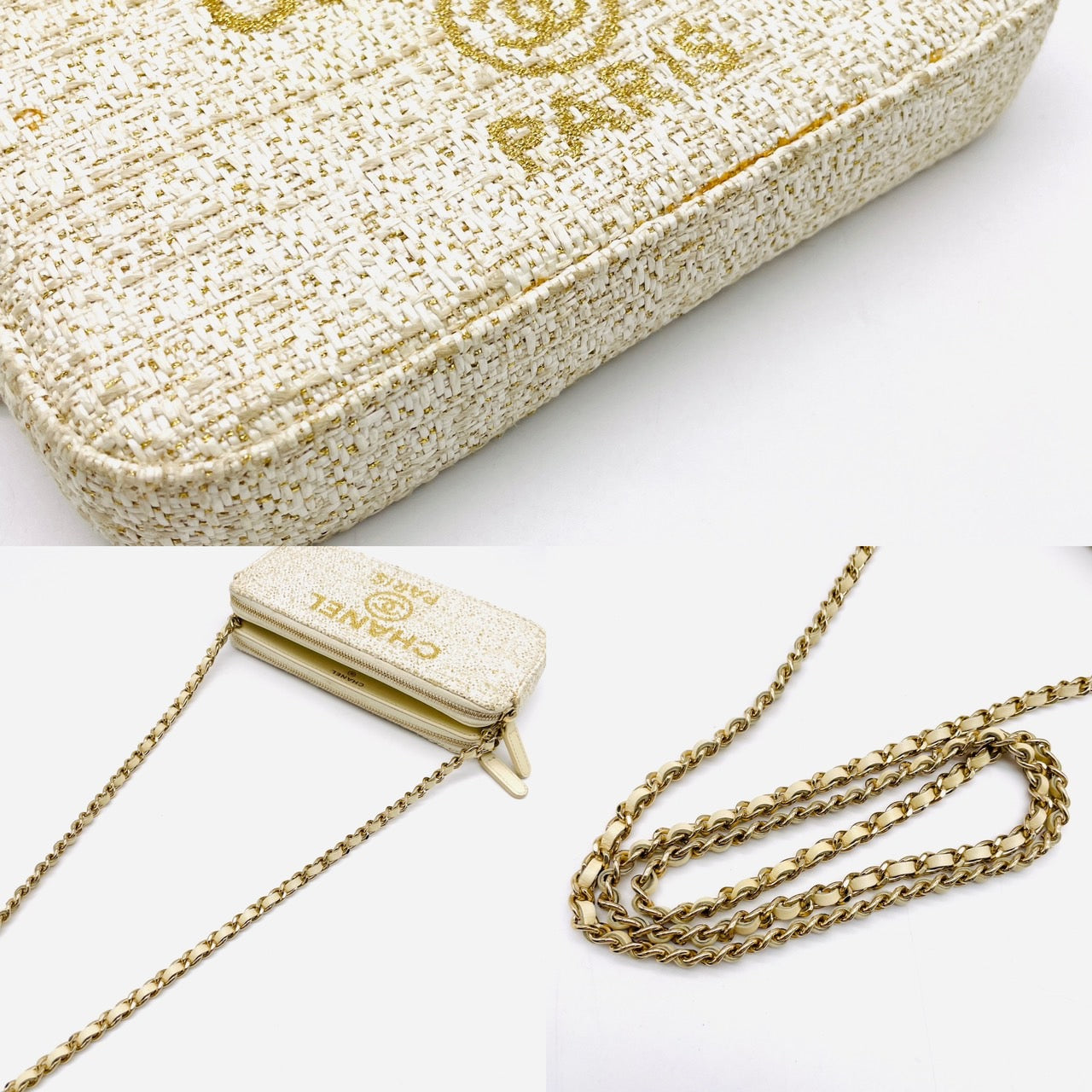 CHANEL Deauville Tweed Chain Wallet