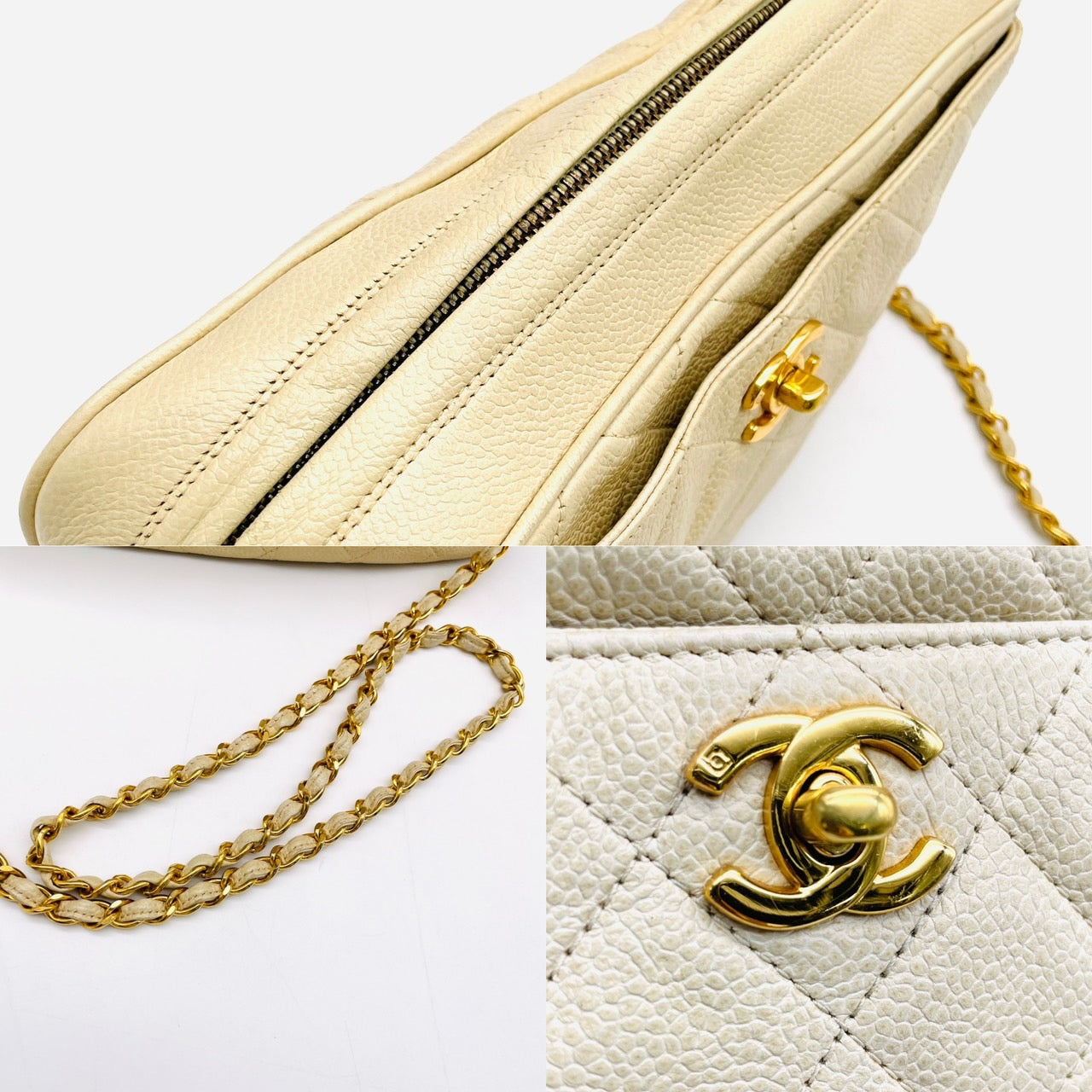 CHANEL Caviar skin Matelassé Chain Shoulder bag