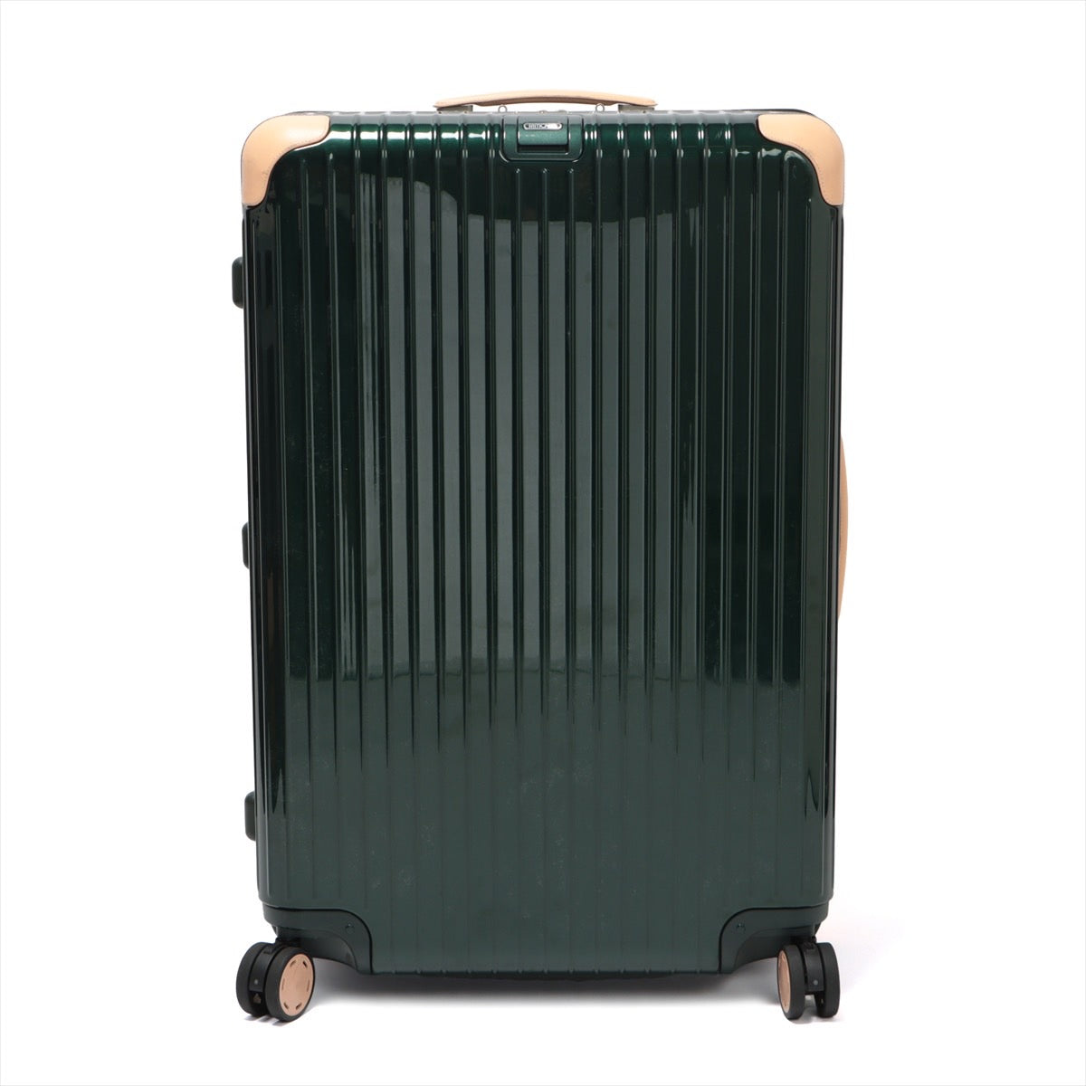 RIMOWA Bossa Nova Polycarbonate x Leather Carry Case Green x Beige