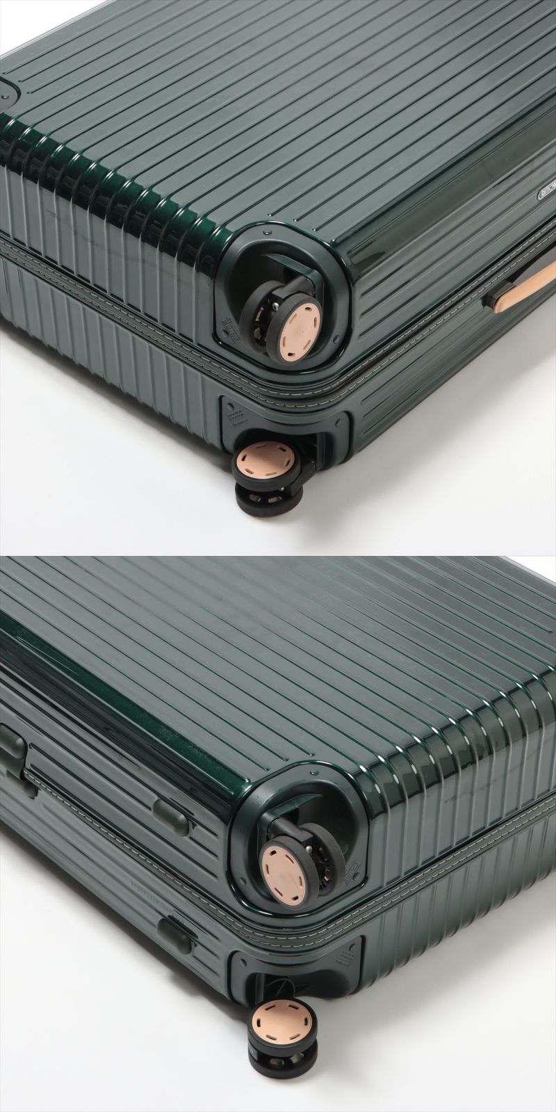 RIMOWA Bossa Nova Polycarbonate x Leather Carry Case Green x Beige