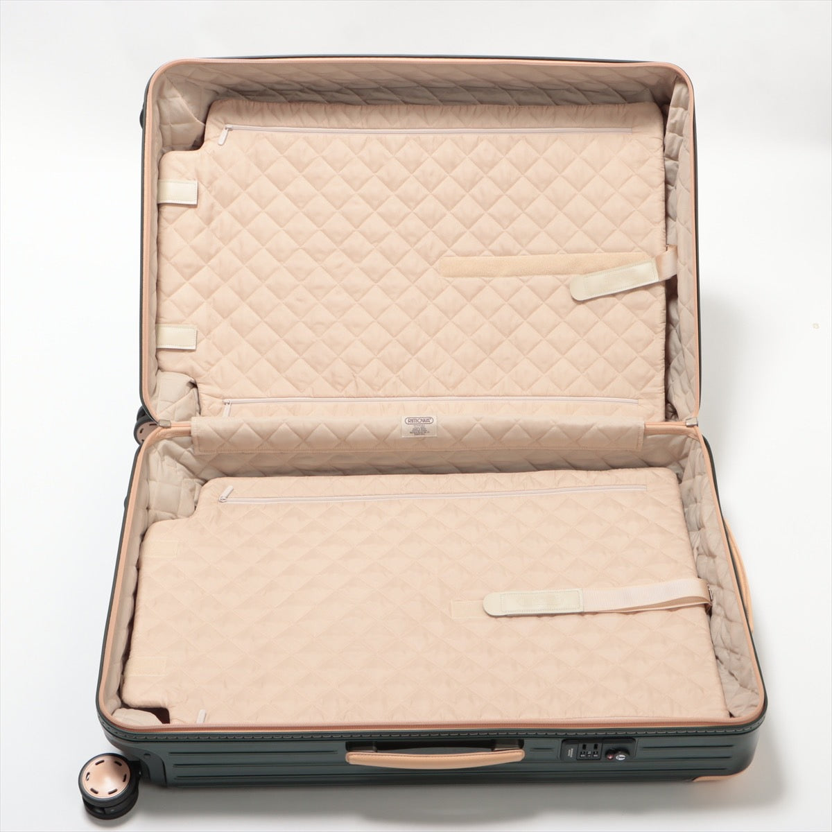 RIMOWA Bossa Nova Polycarbonate x Leather Carry Case Green x Beige