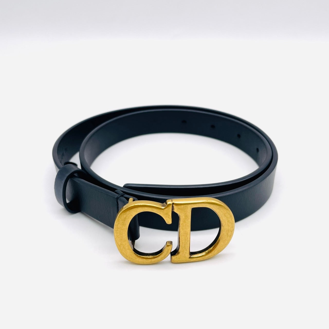 Dior CD Logo Leather Belt Black