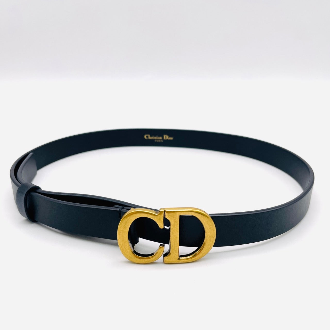 Dior CD Logo Leather Belt Black