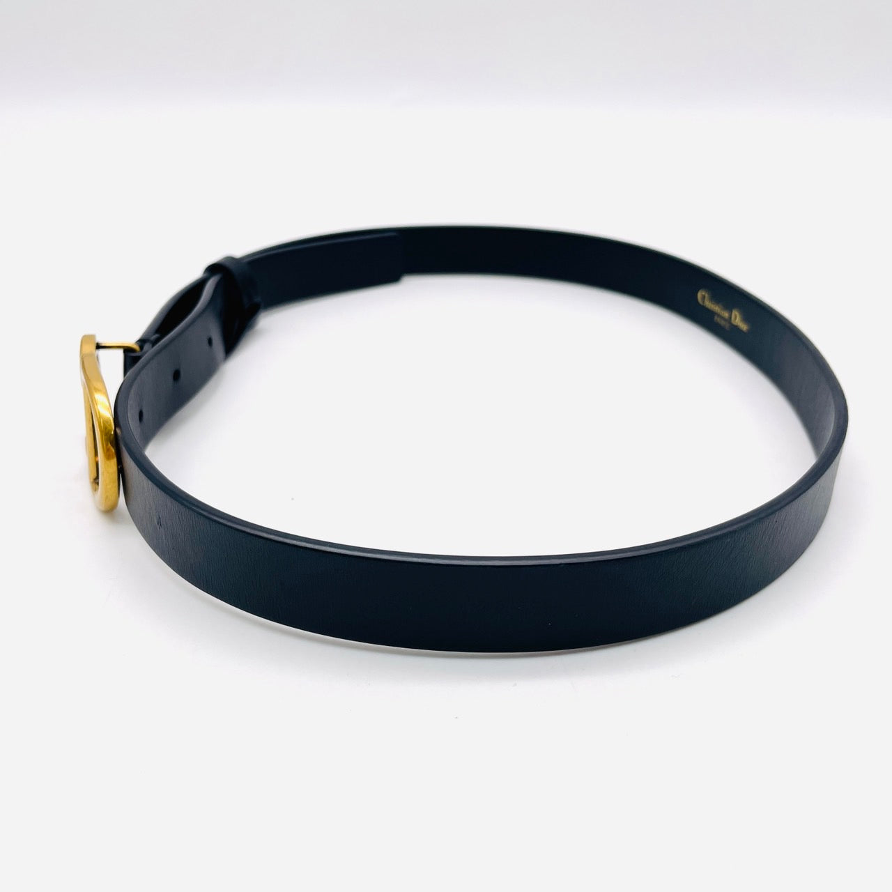 Dior CD Logo Leather Belt Black