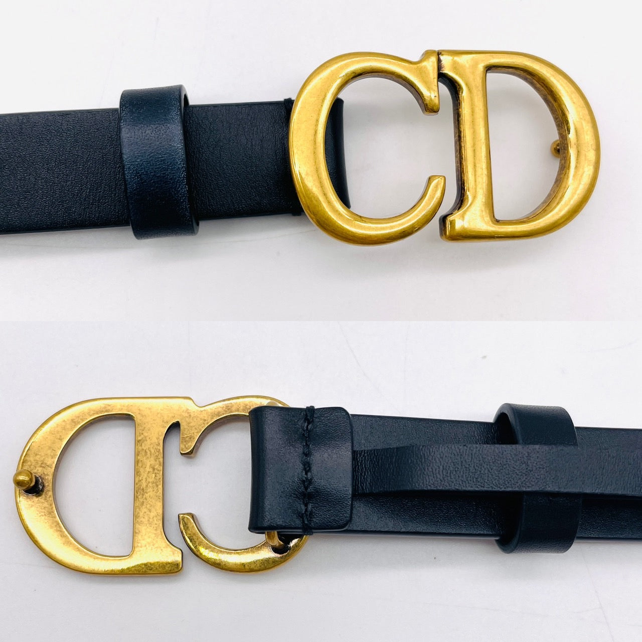 Dior CD Logo Leather Belt Black