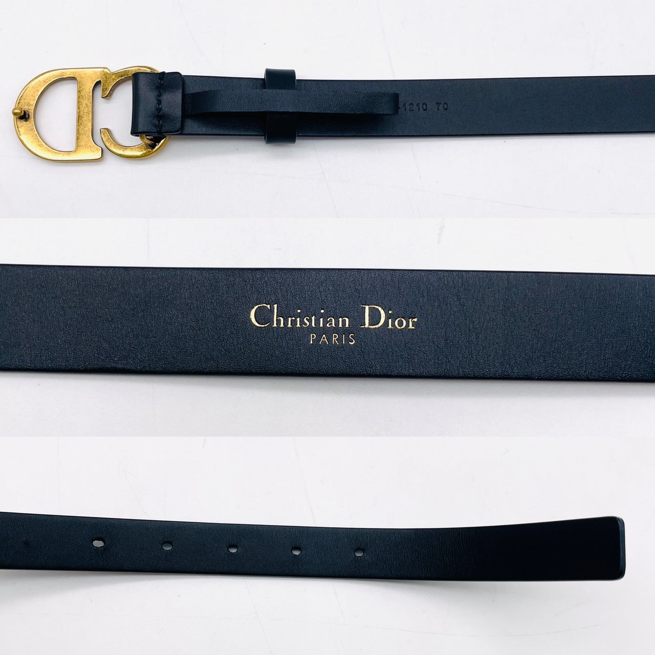 Dior CD Logo Leather Belt Black