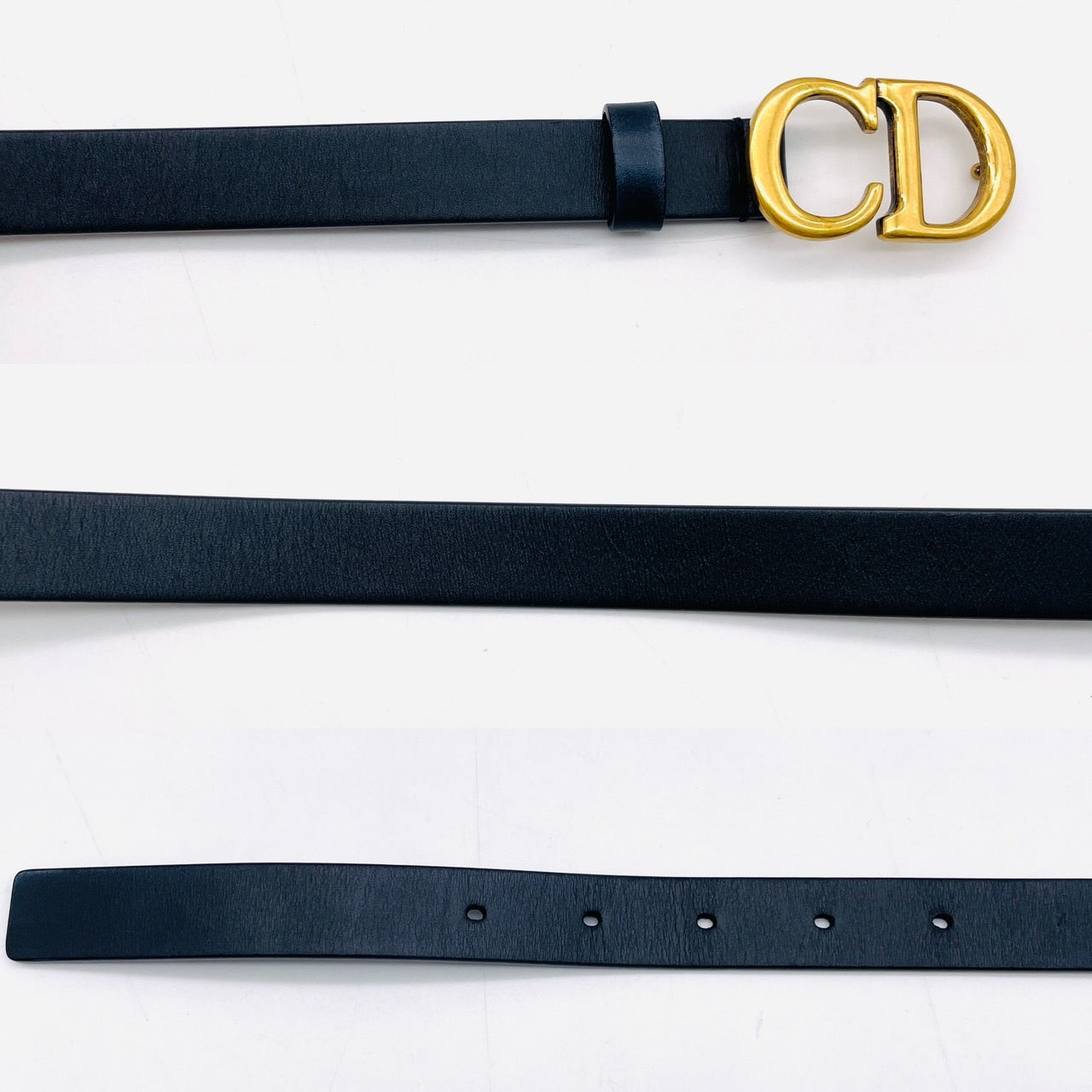 Dior CD Logo Leather Belt Black