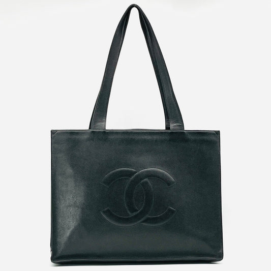 CHANEL Coco Mark Caviar Skin Tote Bag