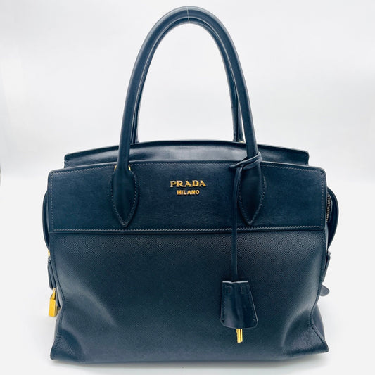 PRADA Saffiano Esplanade Handbag Black