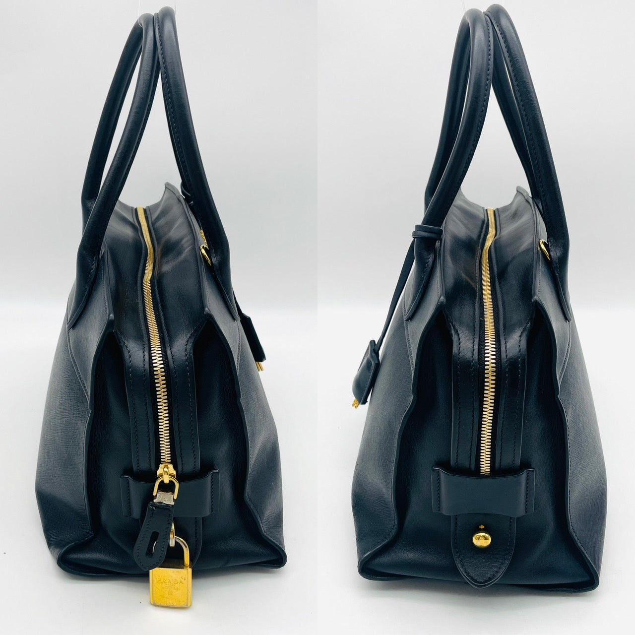 PRADA Saffiano Esplanade Handbag Black