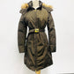 MONCLER Down Jacket Khaki Fur Long Coat Women