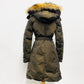 MONCLER Down Jacket Khaki Fur Long Coat Women