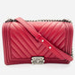 CHANEL BOY CHANEL Leather 2Way Red Handbag