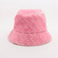 BURBERRY TB Logo Bucket Hat Pink Logo Women's Size M57cm Velour