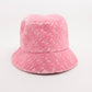 BURBERRY TB Logo Bucket Hat Pink Logo Women's Size M57cm Velour