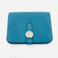 HERMES Dogon Wallet Blue Silver Hardwere