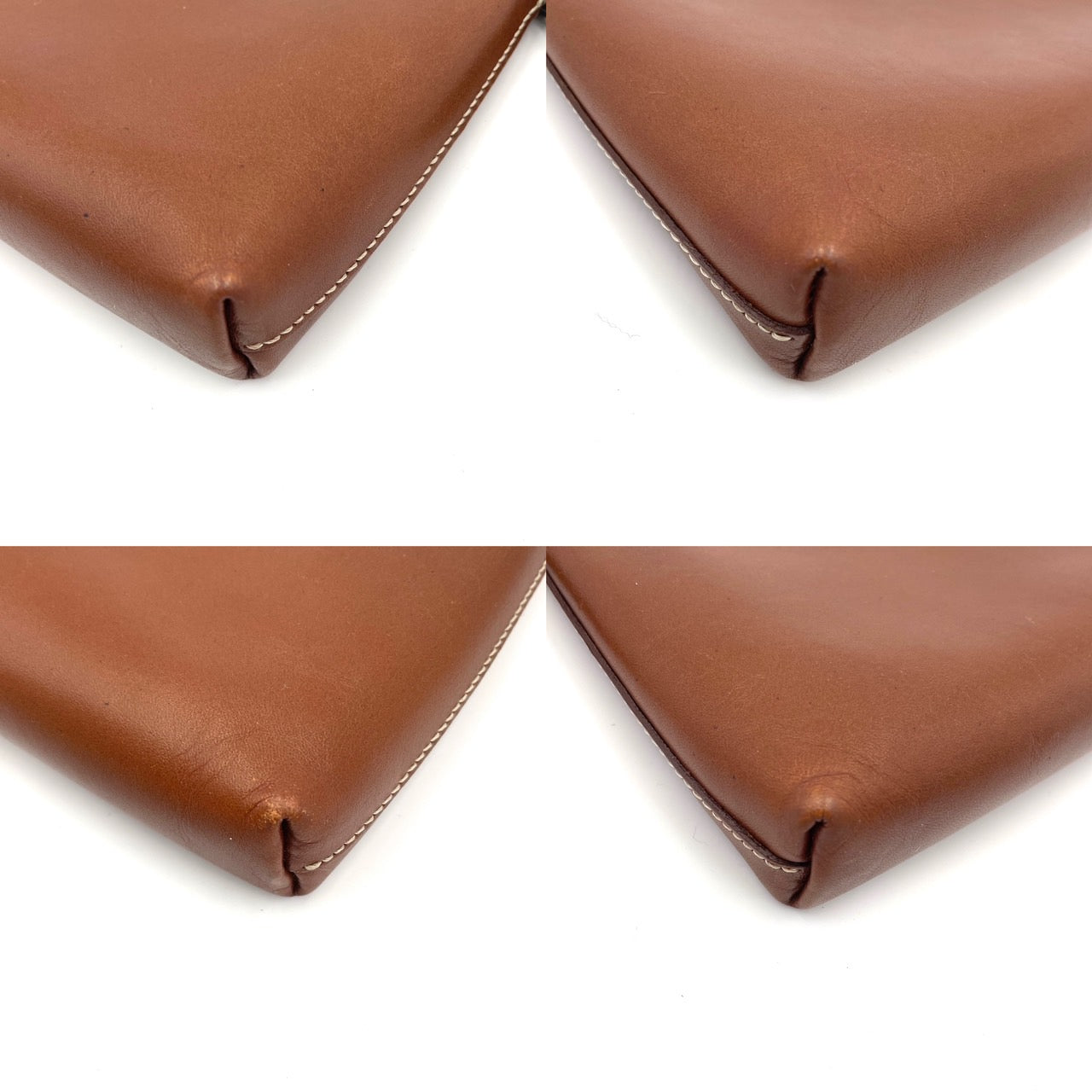 CELINE Chain Pouch Leather Brown Vintage