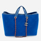 CHANEL 2way Chain Shoulder Blue Bag