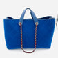 CHANEL 2way Chain Shoulder Blue Bag