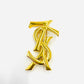 YVES SAINT LAURENT YSL Logo Brooch Gold Women
