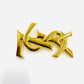 YVES SAINT LAURENT YSL Logo Brooch Gold Women