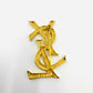 YVES SAINT LAURENT YSL Logo Brooch Gold Women