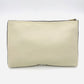 GUCCI Logo Print Leather Clutch Bag White Beige