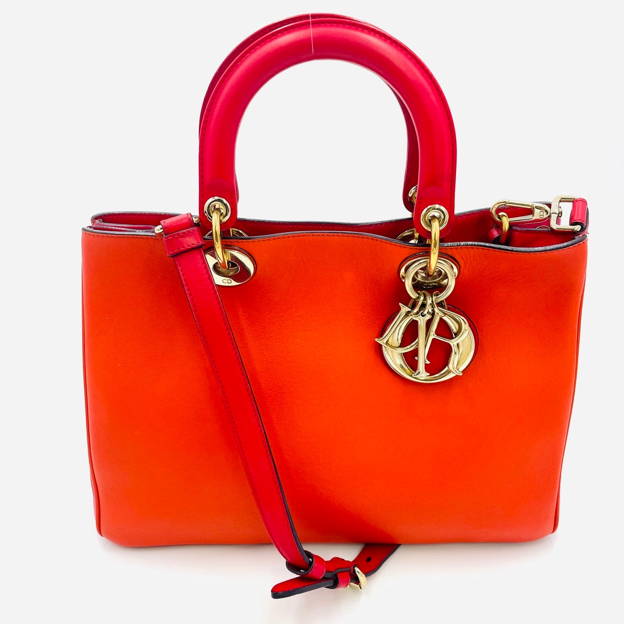 DIOR Diorissimo Leather Orange 2-way Handbag