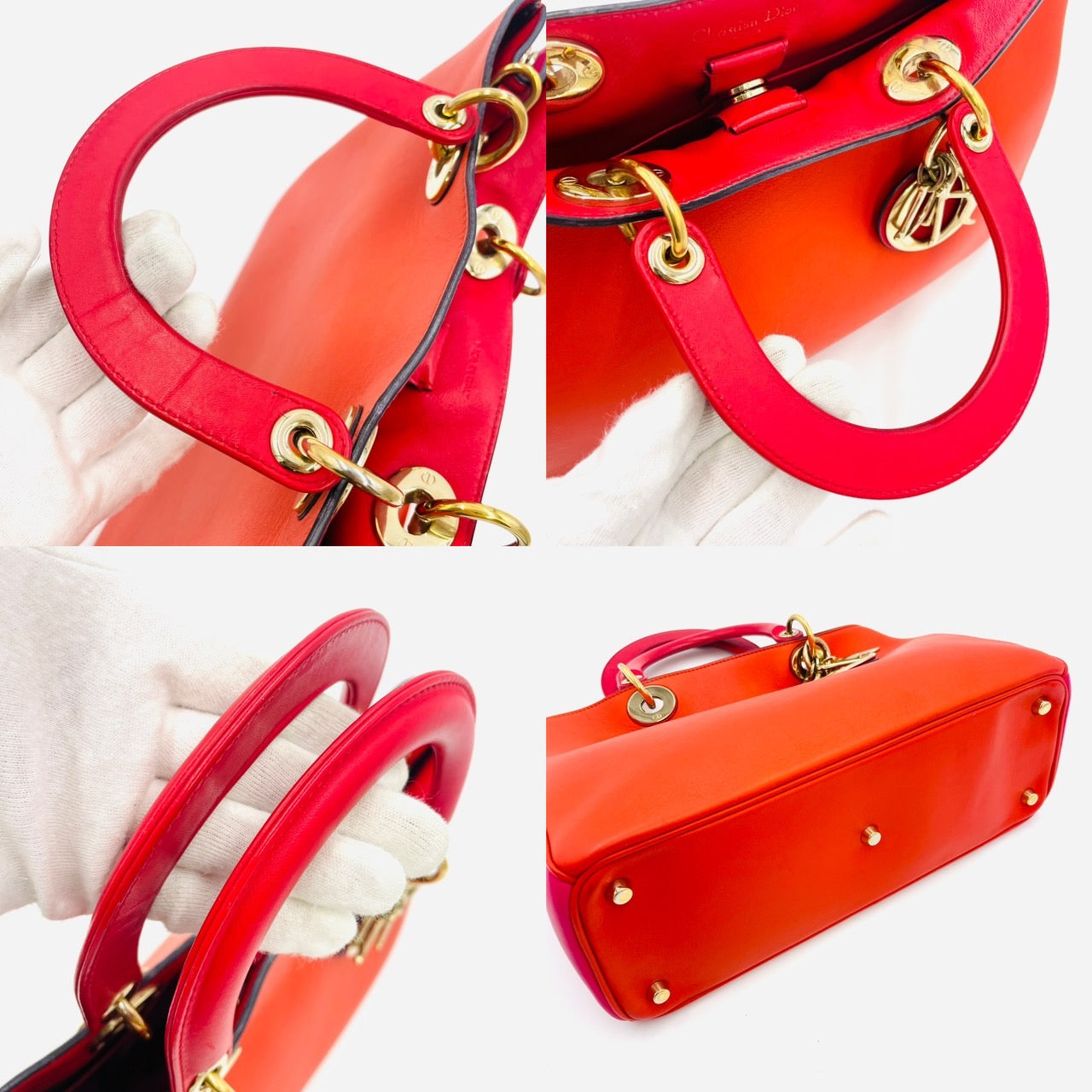 DIOR Diorissimo Leather Orange 2-way Handbag