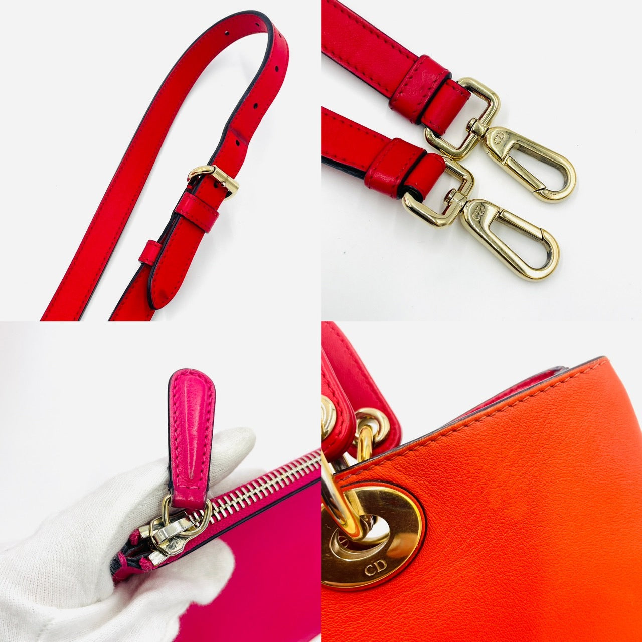 DIOR Diorissimo Leather Orange 2-way Handbag