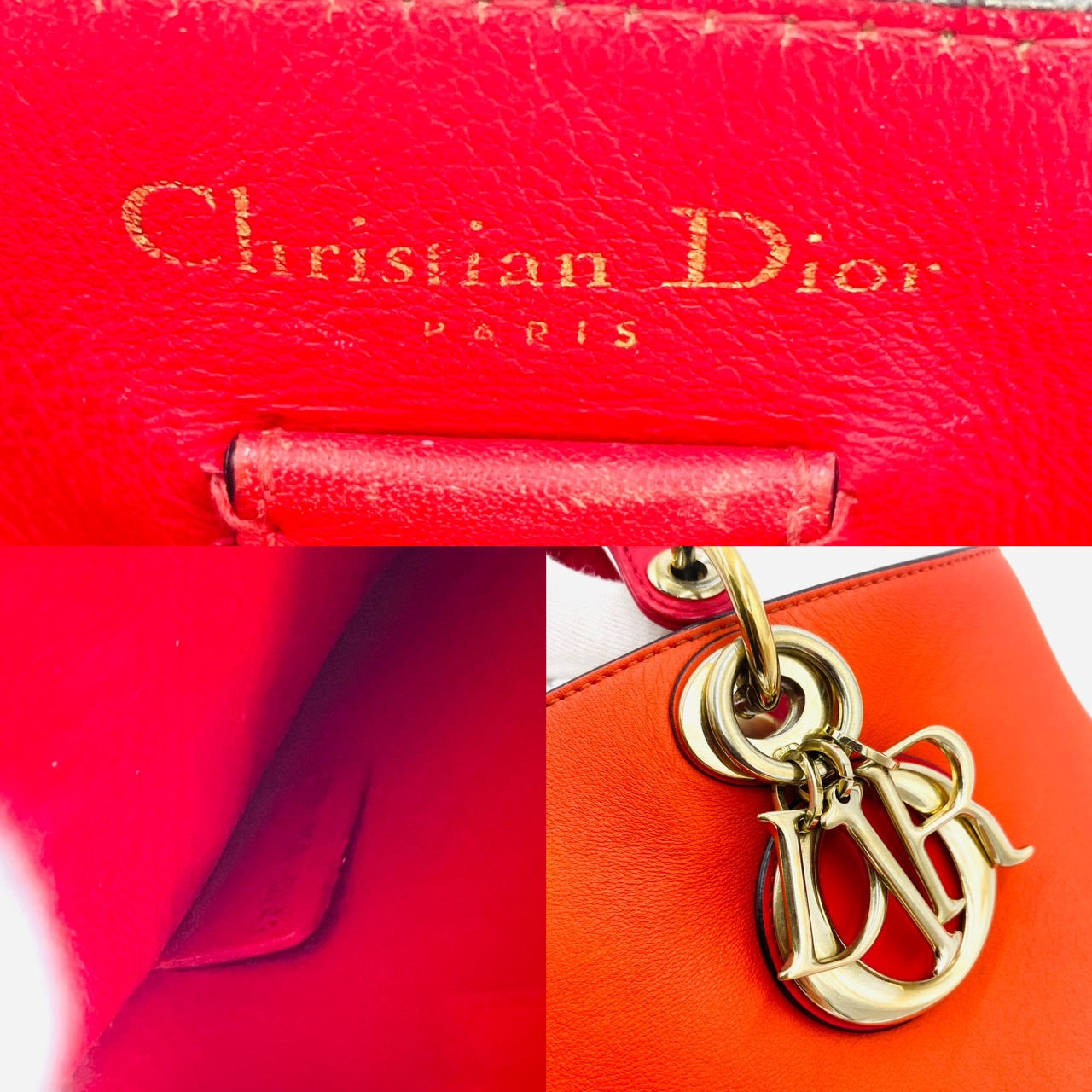 DIOR Diorissimo Leather Orange 2-way Handbag