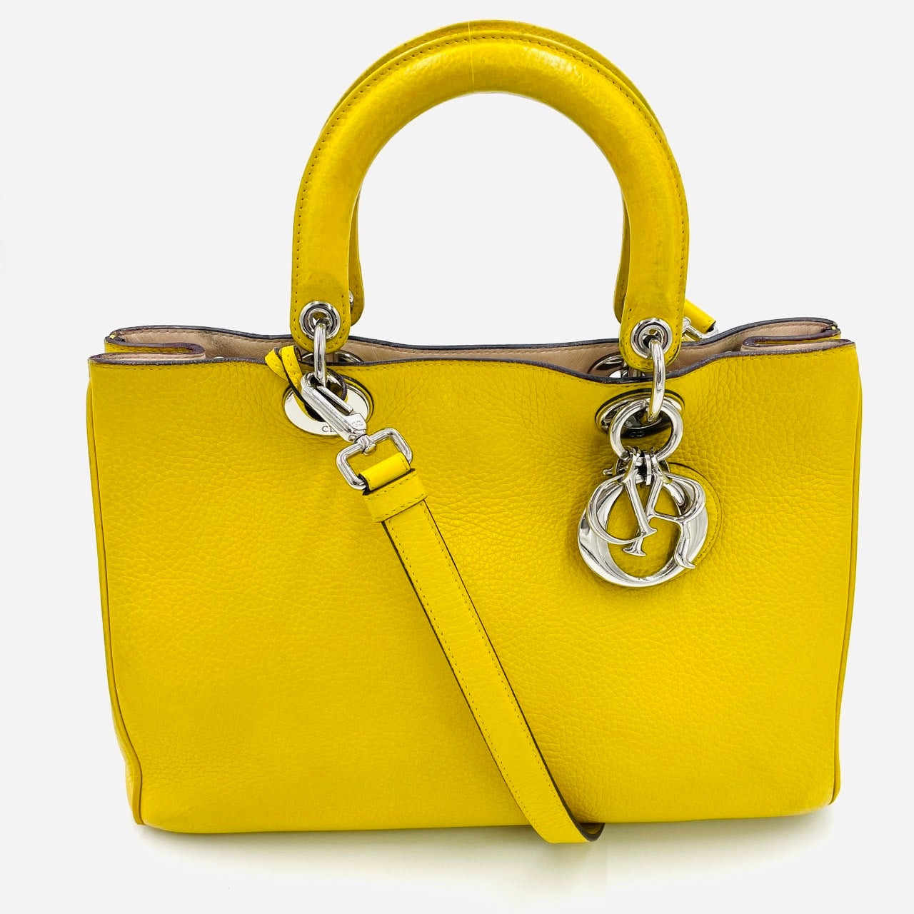DIOR Diorissimo Leather Yellow 2-way Handbag