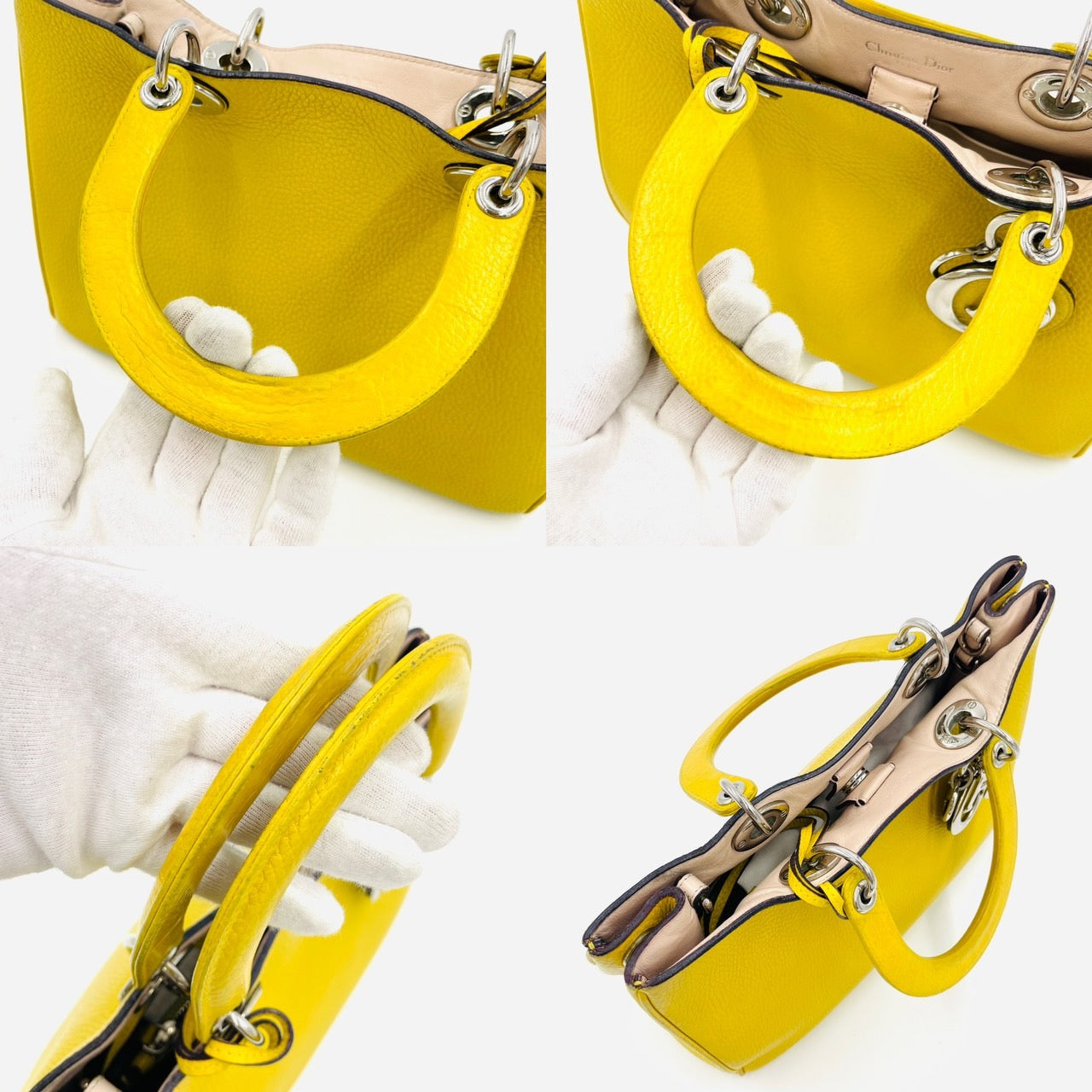 DIOR Diorissimo Leather Yellow 2-way Handbag