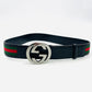 GUCCI Sherry Line Belt Canvas Leather