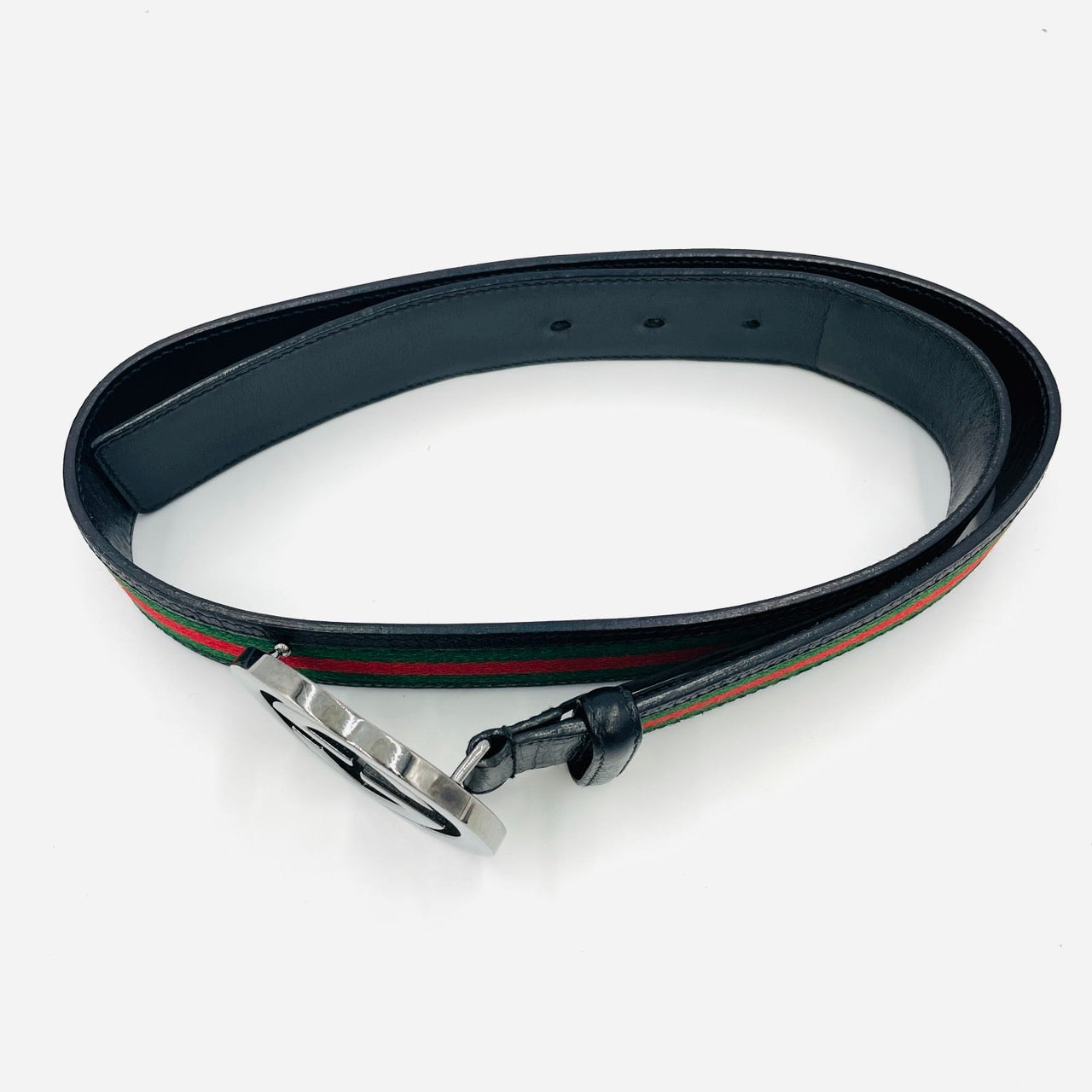 GUCCI Sherry Line Belt Canvas Leather