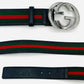GUCCI Sherry Line Belt Canvas Leather
