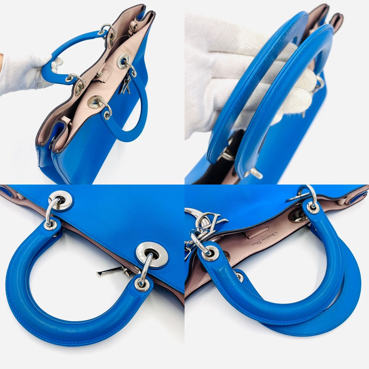 DIOR Diorissimo Leather Blue 2-way Handbag