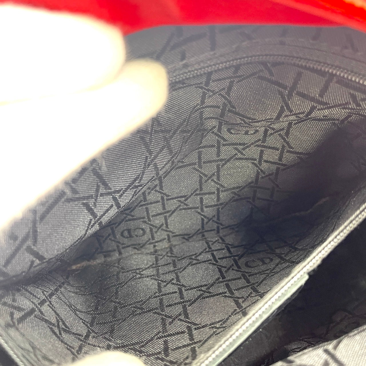 Christian Dior red handbag red leather