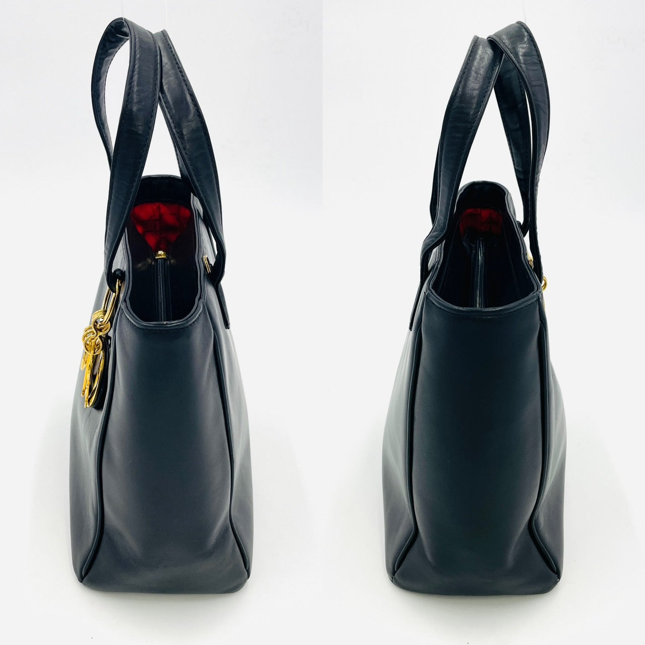 Christian Dior red handbag Black leather