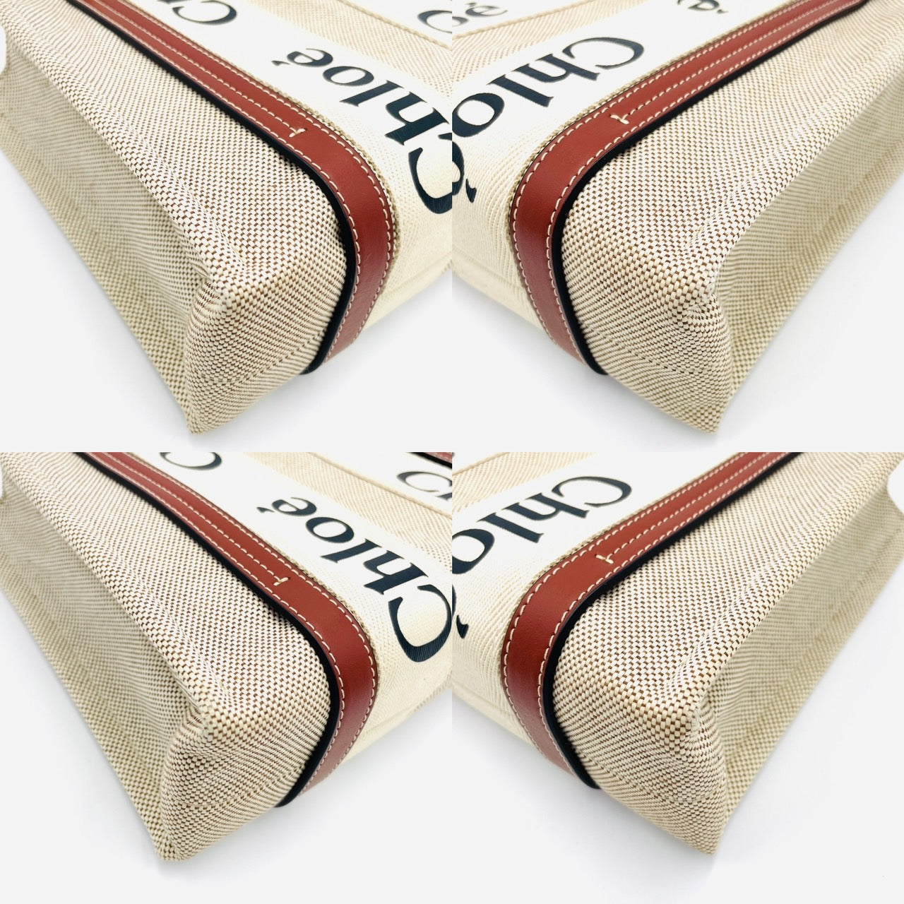 CHLOE woody Hand bag 2Way Canvas Beige