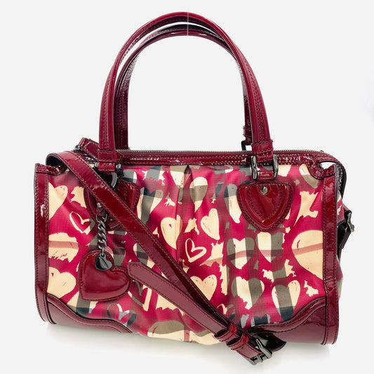 BURBERRY Handbag 2way Red Patent Leather